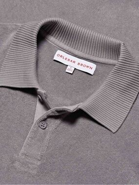 NWT Orlebar Brown Jarrett Towelling Polo Shirt – Alloy Grey